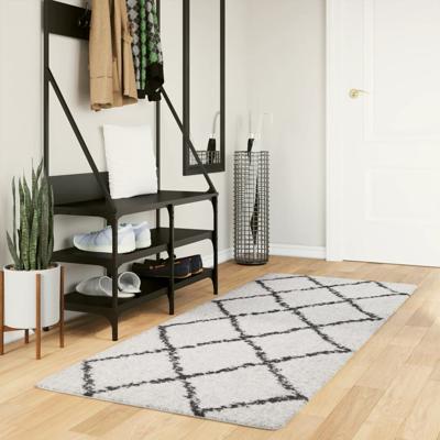 VidaXL Vloerkleed shaggy hoogpolig modern 80x200 cm crème en zwart
