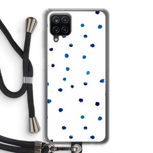 Blauwe stippen: Samsung Galaxy A12 Transparant Hoesje met koord