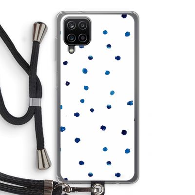 Blauwe stippen: Samsung Galaxy A12 Transparant Hoesje met koord