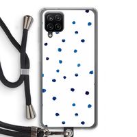 Blauwe stippen: Samsung Galaxy A12 Transparant Hoesje met koord