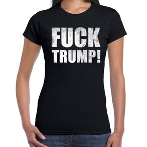 Fuck Donald trump t-shirt zwart voor dames om te staken / protesteren 2XL  -