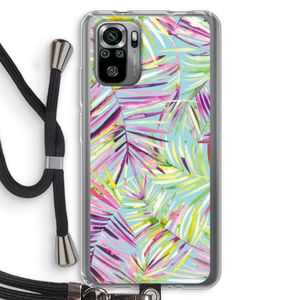 Tropical Palms Blue: Xiaomi Redmi Note 10S Transparant Hoesje met koord