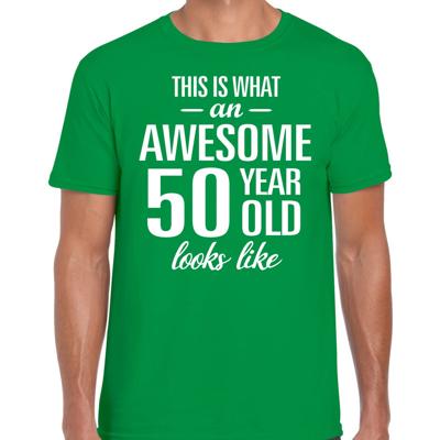 Awesome 50 year - geweldige 50 jaar cadeau t-shirt - groen - voor heren - Verjaardag cadeau