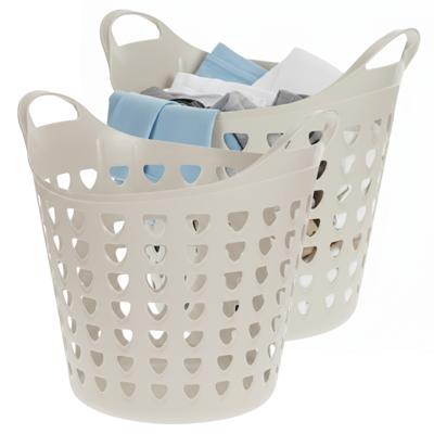 Excellent Houseware Flexibele wasmand - 2x - beige - 26 liter - kunststof - 40 x 41 cm