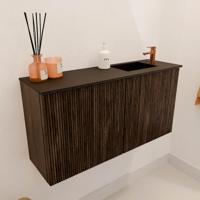 Toiletmeubel Mondiaz Joya | 80 cm | Meubelkleur Walnut | Faye wastafel Urban Rechts | 1 kraangat Toiletmeubel Mondiaz Joya | 80 cm | Meubelkleur Walnut | Faye wastafel Urban Rechts | 1 kraangat
