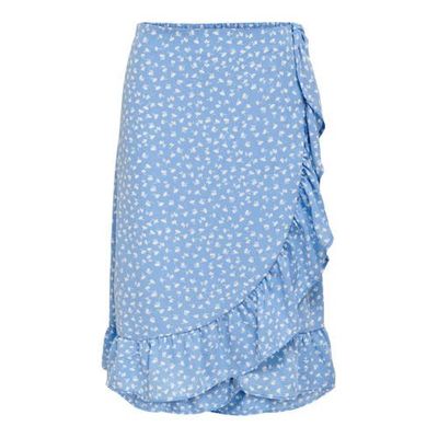 ONLY rok ONLMONZOOM met all over print en volant lichtblauw/wit