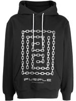 Purple Brand hoodie French à imprimé chaine - Noir