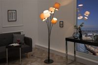 Design vloerlamp LEVELS 176cm wit beige bruin met 5 linnen kappen - 39059