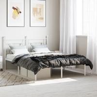 Bedframe met hoofdbord metaal wit 140x190 cm