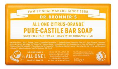 Dr Bronners Barsoap citrus & orange 140 Gram Dr Bronners Barsoap citrus & orange 140 Gram