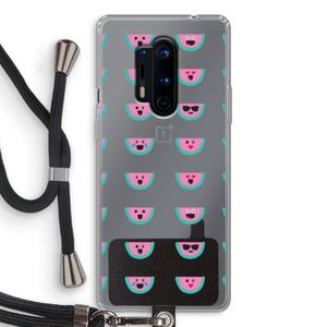 Smiley watermeloenprint: OnePlus 8 Pro Transparant Hoesje met koord