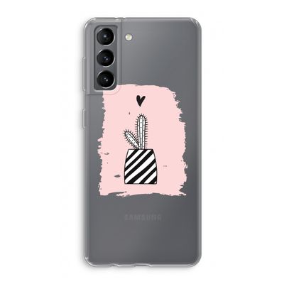 Zwart-wit cactus: Samsung Galaxy S21 Transparant Hoesje