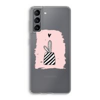 Zwart-wit cactus: Samsung Galaxy S21 Transparant Hoesje