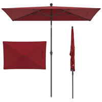 Zonnescherm Balkon 210 x 140 cm Balkonparasol Rechthoekig Tuinparasol aan Beide Zijden 30° Kantelbaar-Wijnrood