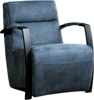 Blauwe leren industriële stalen fauteuil Arrival - Kenia Leer Denim (blauw leer)