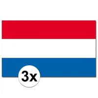 Vlag Nederland - 3x - 90 x 150 cm - Nederlandse Vlaggen - Nederland / Dutch