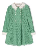 Gucci Kids veste en dentelle brodée à boutonnière croisée - Vert - thumbnail