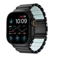 Nomad Stratos Titanium Strap Apple Watch 44mm / 45mm / 46mm / 49mm Zwart / Icy Blue Glow