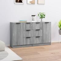 Dressoirs 2 st 60x30x70 cm bewerkt hout grijs sonoma eiken