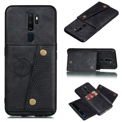 Voor OPPO A9 (2020) schokbestendige magnetische PU + TPU beschermhoes met kaartsleuven (zwart)