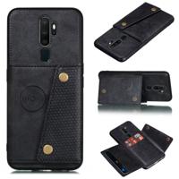 Voor OPPO A9 (2020) schokbestendige magnetische PU + TPU beschermhoes met kaartsleuven (zwart)