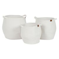 Mandenset Home ESPRIT Wit Modern 34 x 34 x 34 cm (3 Onderdelen)