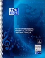 Oxford muziek collegeblok A4+ 4-gaats 50 vel blauw