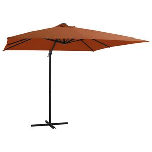 VidaXL Zweefparasol met led-verlichting 250x250 cm terracottakleurig