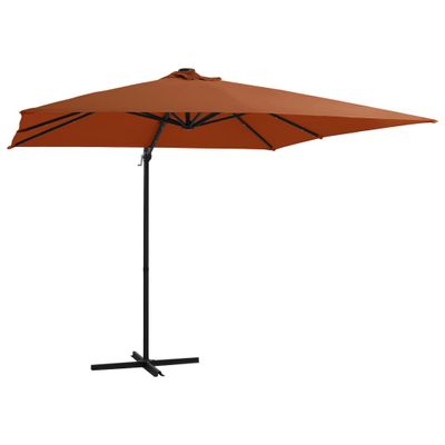 VidaXL Zweefparasol met led-verlichting 250x250 cm terracottakleurig