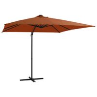 VidaXL Zweefparasol met led-verlichting 250x250 cm terracottakleurig