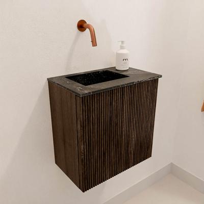 Toiletmeubel Mondiaz Joya Dlux | 40 cm | Meubelkleur Walnut | Faye wastafel Lava Wasbak Links | Zonder kraangat(en)