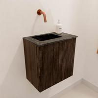 Toiletmeubel Mondiaz Joya Dlux | 40 cm | Meubelkleur Walnut | Faye wastafel Lava Wasbak Links | Zonder kraangat(en)