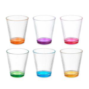 Waterglazen/drinkglazen Colorama - 12x - transparant kleurenmix - 375 ml - 10 cm