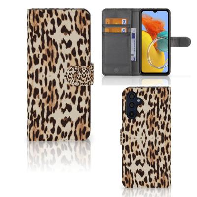 Samsung Galaxy M14 | Telefoonhoesje | Met pasjeshouder | Leopard