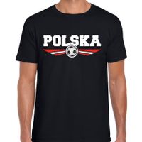 Polen / Polska landen / voetbal t-shirt zwart heren - thumbnail