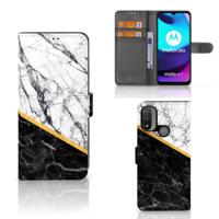 Motorola Moto E20 | E30 | E40 | Bookcase | Marmer Wit Zwart - Origineel Cadeau Man