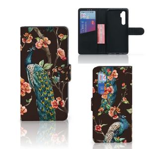 Xiaomi Mi Note 10 Lite Telefoonhoesje met Pasjes Pauw met Bloemen