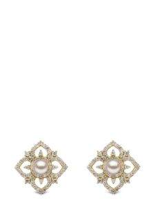 Yoko London boucles d'oreilles Petal en or 18ct serties de diamants et de perles