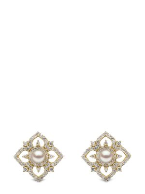 Yoko London boucles d'oreilles Petal en or 18ct serties de diamants et de perles