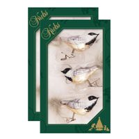 6x stuks luxe glazen decoratie vogels op clip wit/goud/zwart 11 cm