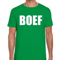 Boef tekst t-shirt groen heren - thumbnail