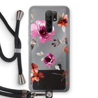 Geschilderde bloemen: Xiaomi Redmi 9 Transparant Hoesje met koord