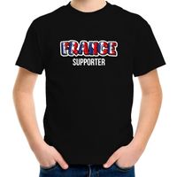 Zwart t-shirt France / Frankrijk supporter EK/ WK voor kinderen - thumbnail