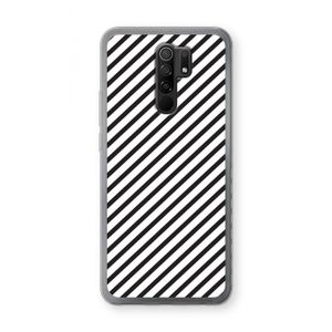Strepen zwart-wit: Xiaomi Redmi 9 Transparant Hoesje