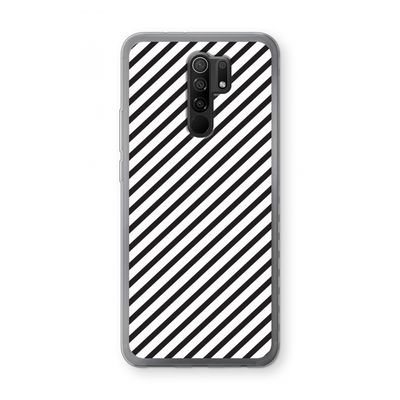 Strepen zwart-wit: Xiaomi Redmi 9 Transparant Hoesje