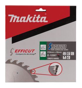 Makita E-12267 E-12267 Cirkelzaagblad 216 x 30 x 2 mm Aantal tanden: 60 1 stuk(s)