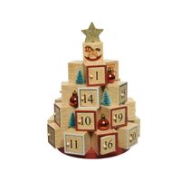 Kerst decoratie adventskalender kerstboom MDF 28 cm