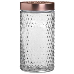 Voorraadpot/bewaarpot Blair - 1.5L - glas - koperen deksel - D12 x H22 cm