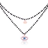 Dubbel Laags Ketting Kristal Kralen - Blue Eye Rose Gold