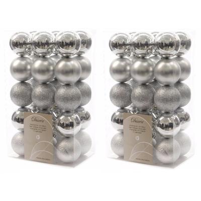 Decoris kerstballen - 60x st - zilver - D6 cm - kunststof - kerstversiering